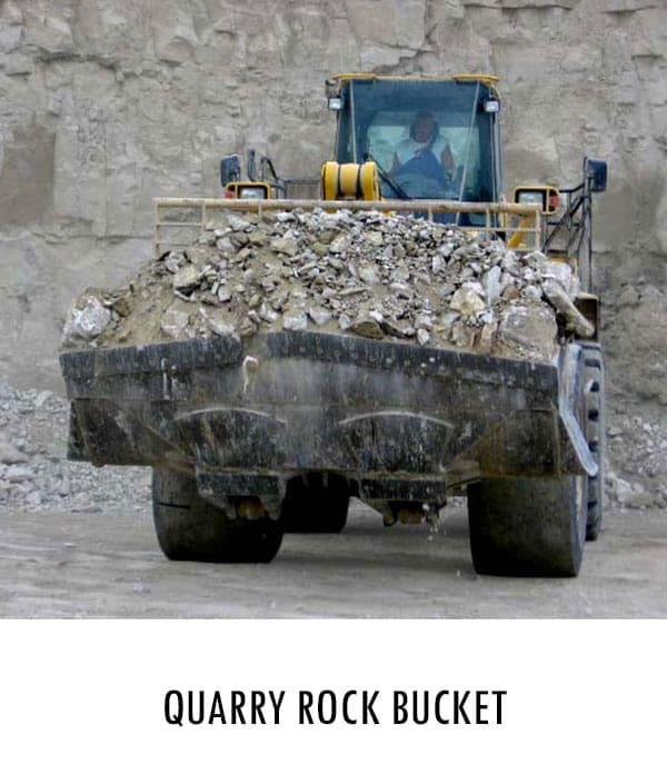 Dymax Quarry Rock Bucket Quarry rock bucket for loading and moving rock in quarry applications