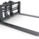 Standard hydraulic adjustable tine pallet forks for wheel loaders and telehandlers, angled view with tines extended.