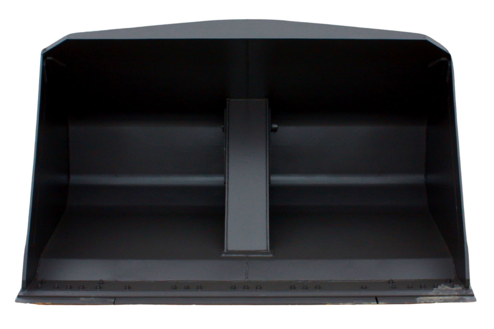 Front view of a Dymax roll out bucket for wheel loaders