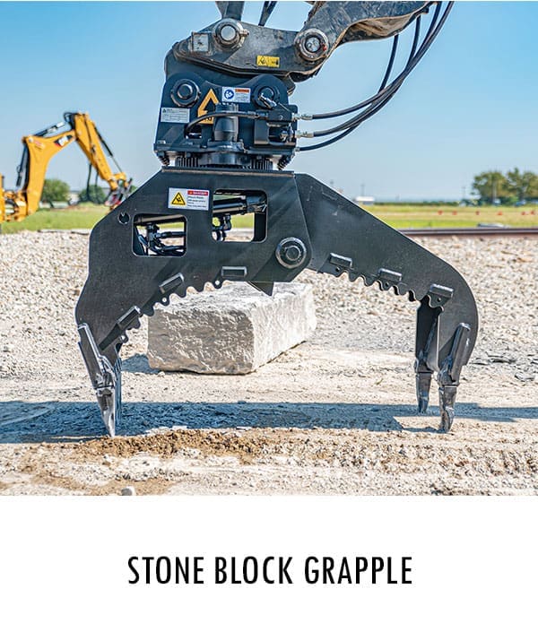 Dymax Stone Block Grapple Stone block grapple attachment for handling large stone blocks